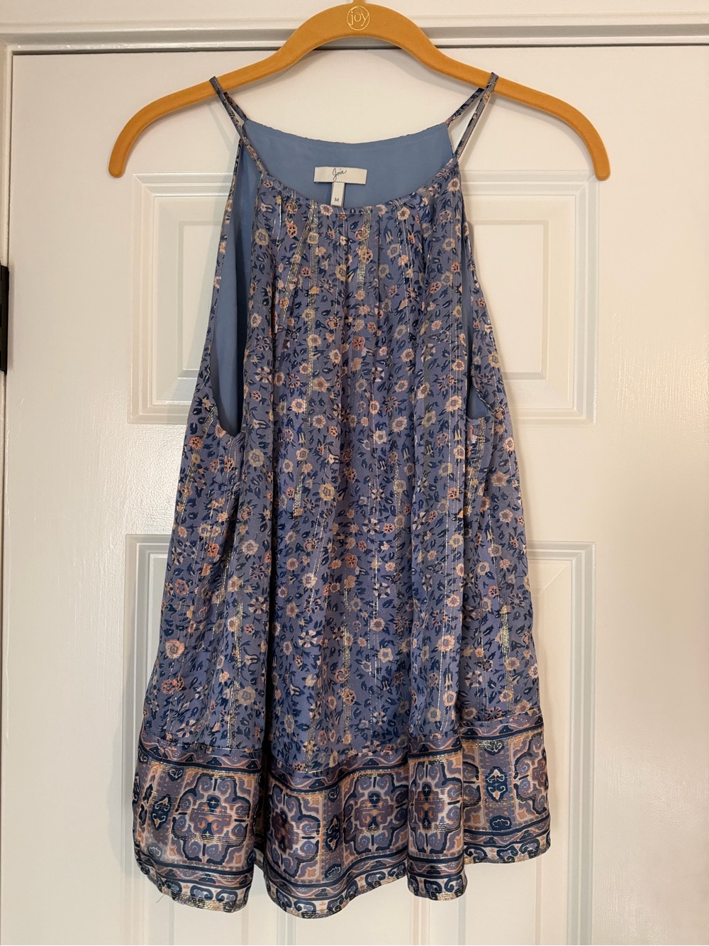 Joie Dusty Blue Floral Halter Swing Tank Top Size Medium